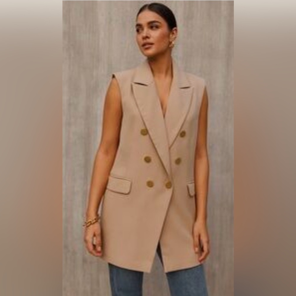 Joie Womens Open Collared Ivory Blazer Vest Size L NWT Conservative Classic